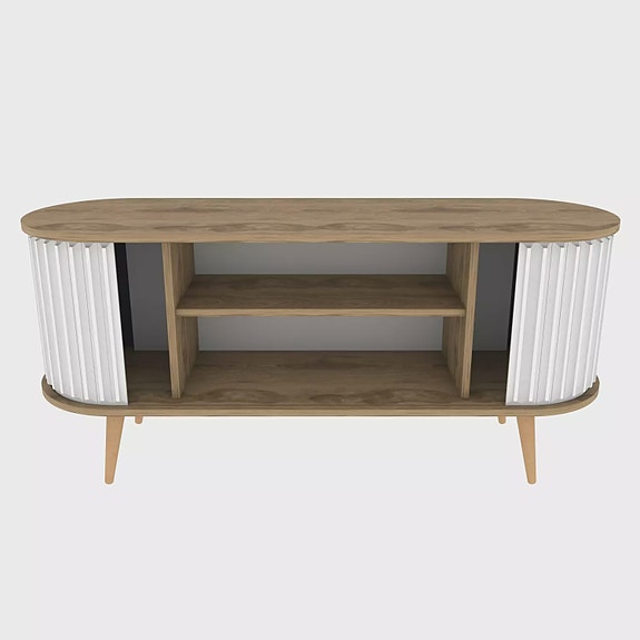 Moderni TV-taso, Oud Tammi Valkoinen, 140x43x64 cm, 100% Melamiinipinnoitettu, K