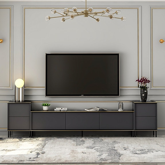 Tyylikäs ja Kestävä TV-taso Anthrasiitti, 100% Melamiinipinnoitettu, 180x45,2