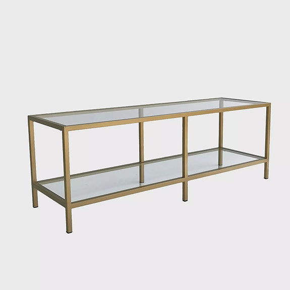 Moderni TV-taso, Kulta, 100% Karkaistu Lasi, 4 mm, 100% Metalli, 130x45x40 cm, U