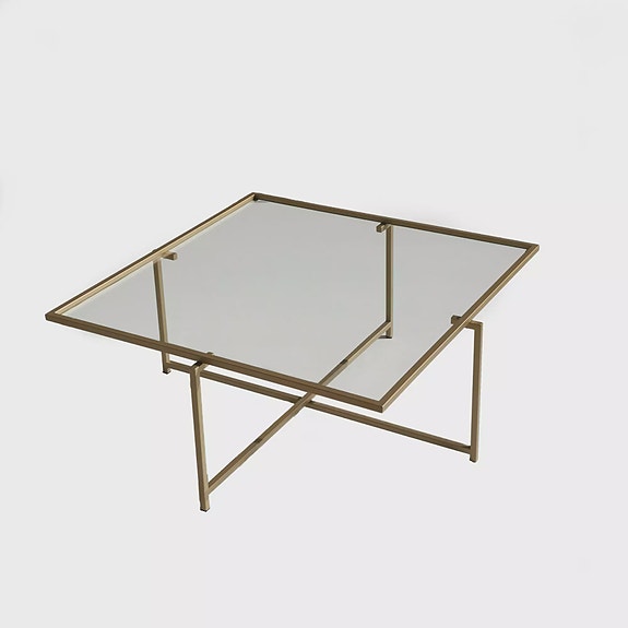 Moderni Glamour Sohvapöytä - Kulta - 100% Karkaistu Lasi - Metallijalat - 85x3
