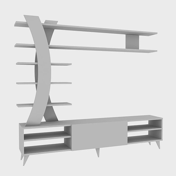 Valkoinen TV-taso 180x162x29,5 cm - 100% Melamiinipinnoitettu Lastulevy, Useita