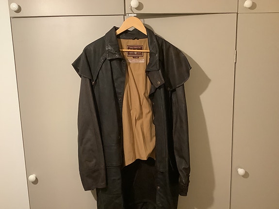 Marlboro Classics Original Riding Coat - miesten pitkä nahkatakki XXL ruskea