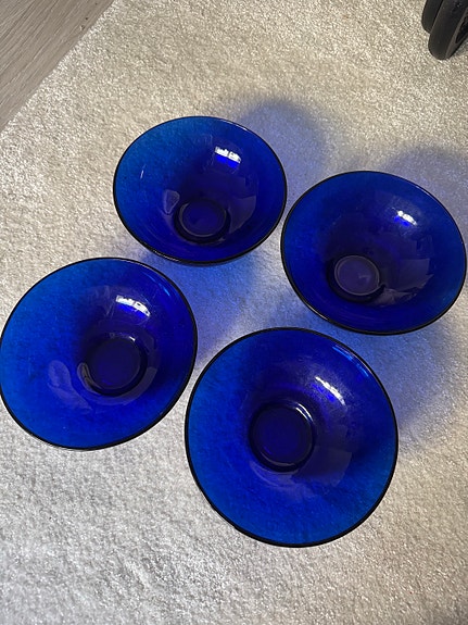 Koboltinsininen jälkiruokakulho x4, Iittala?