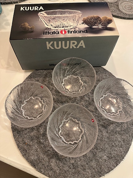 Iittala Kuura lasikulhot kirkas