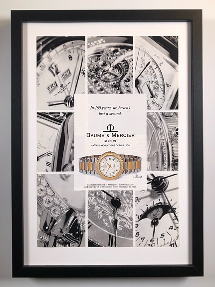 Framed 1991 Vintage Baume and Mercier Watches Original Magazine Advertisement