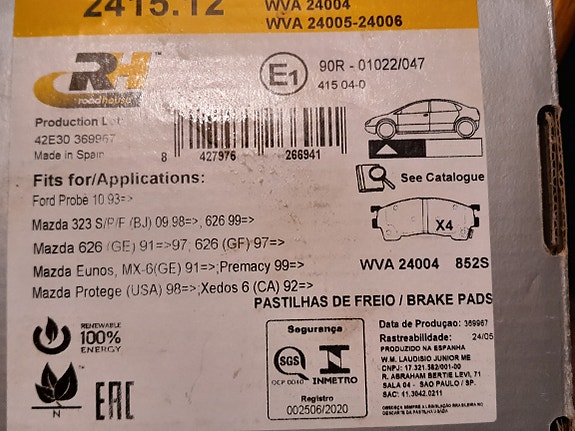 Mazda  323 , 626 , Premacy   eteen jarrupalat