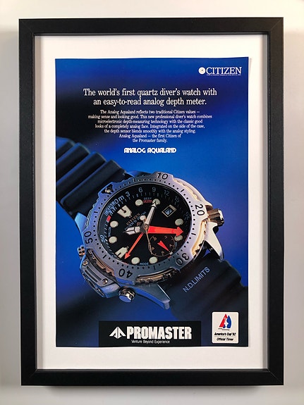 Framed 1992 Vintage Citizen Promaster Watch Original Magazine Advertisement