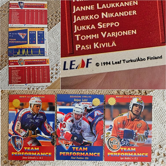 1994 Leaf Sisu jääkiekko kortit keräily kortti