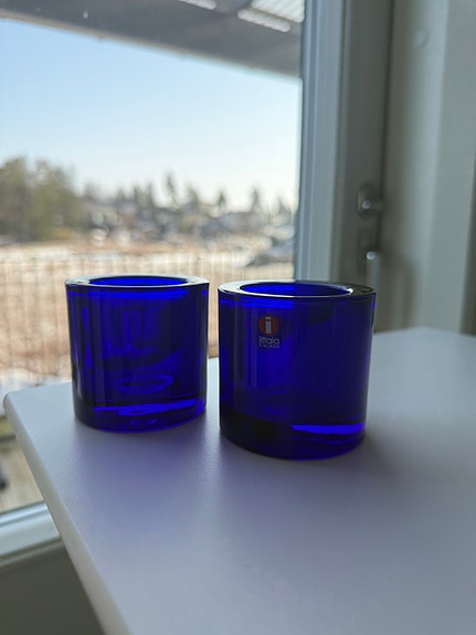 Iittala Kivi koboltinsininen tuikku / kynttilälyhty 2 kpl