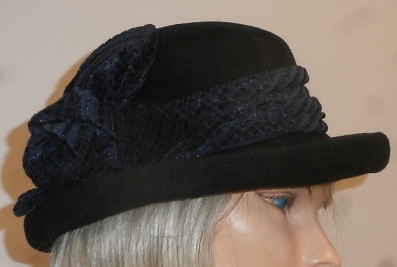 Hattu  6. Naisten tummansininen vintage-lierihattu