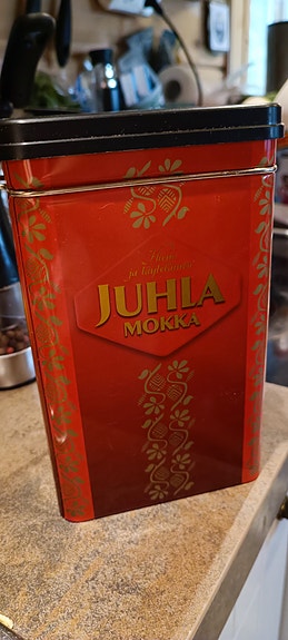 Juhla mokka 75.v kahvipurkki