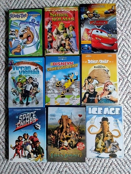 9 kpl lasten dvd-elokuvia