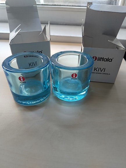2 kpl Iittala kivi tuikku Heikki Orvola sininen