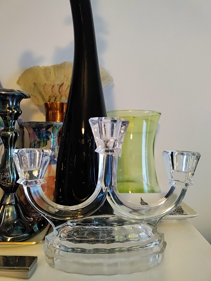 Riihimäen lasin valmistama Art Deco  kynttilänjalka