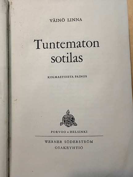 Werner Söderström Tuntematon sotilas kirja kovakantinen