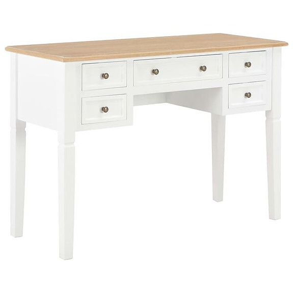vidaXL Kirjoituspöytä valkoinen 109,5x45x77,5 cm puinen(sku280069