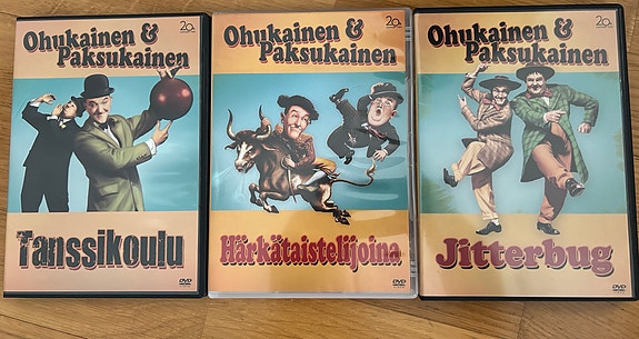 Ohukainen & Paksukainen DVD-elokuvat suomenkielisillä kansilla