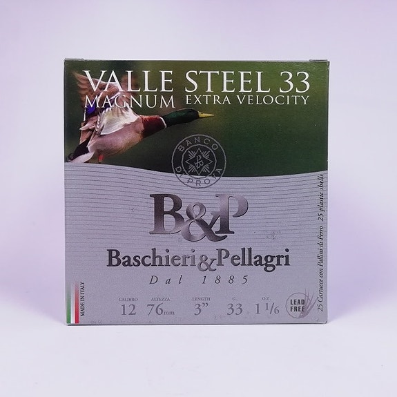 B&P Valle Steel Magnum Extra Velocity 12/76 33g haulikon patruunat