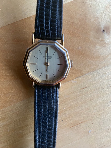 Vintage Citizen quartz naisten kello / rannekello, nahkaranneke, korjattavaksi