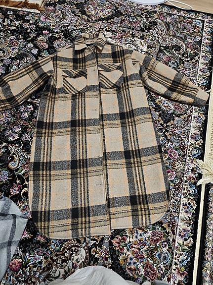 Pieces naisten ruudullinen kangastakki M beige