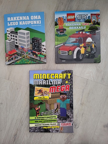 Lego ja Minecraft kirjat lasten rakennus- ja peliaiheinen kirjasetti