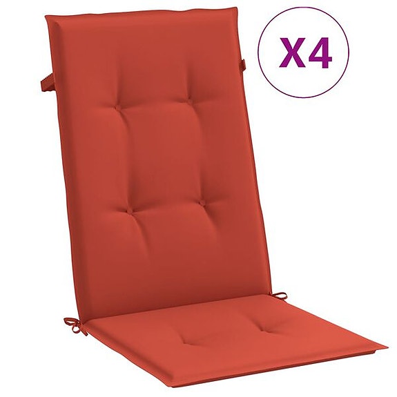 vidaXL Korkeaselkätuolin tyynyt 4 kpl punainen 120x50x4 cm kangas(sku4002431