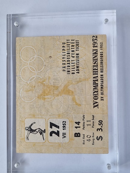 Helsinki Olympia 1952 pääsylippu kenttälajit 27.7.52 – 3.5 $