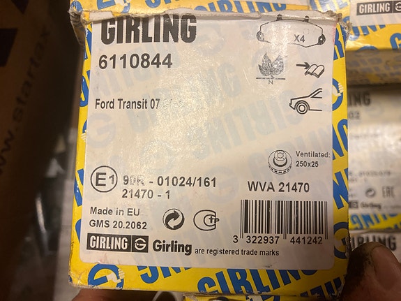 Ford Transit Etujarrupalat Girling 92-00