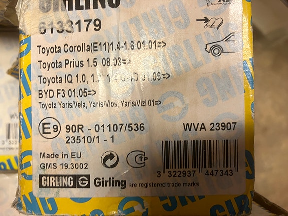 Toyota Corolla E12/Yaris/MR2/Celica Etujarrupalat Girling 99-05