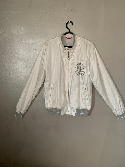 VINTAGE MONDO JEANS  KEVÄT-, KESÄTAKKI KUIN UUSI L valkoinen polyesteri