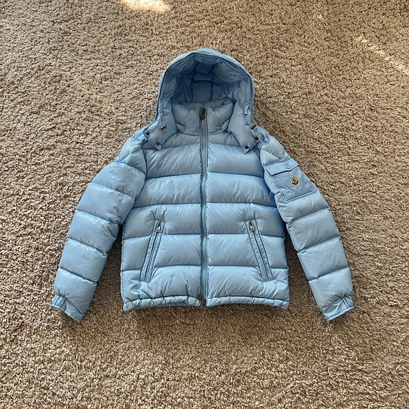 Moncler Maya Down Jacket, Baby Blue (Koko 2 / M)
