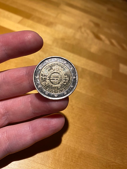 2 euron erikoiskolikko Suomi 2012 Euro 10 vuotta.