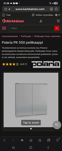 Polaria peilikaappi valkoinen