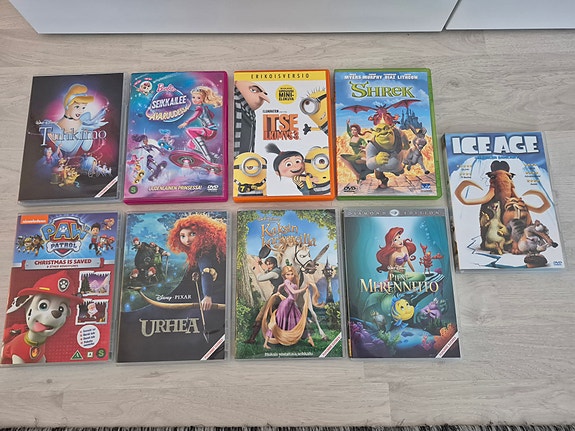 Sekalaiset lasten DVD-elokuvat 9 kpl