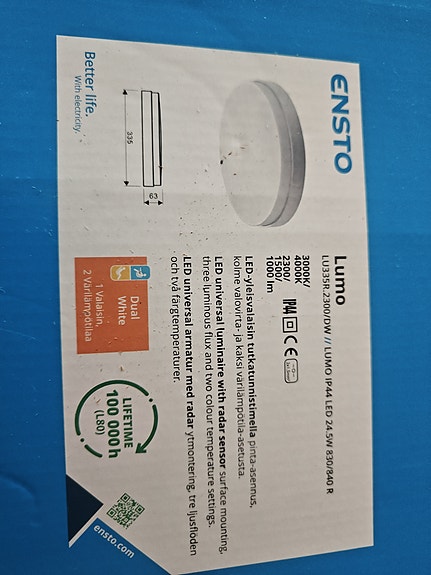Ensto Lumo LED-kattovalaisin 17 W valkoinen