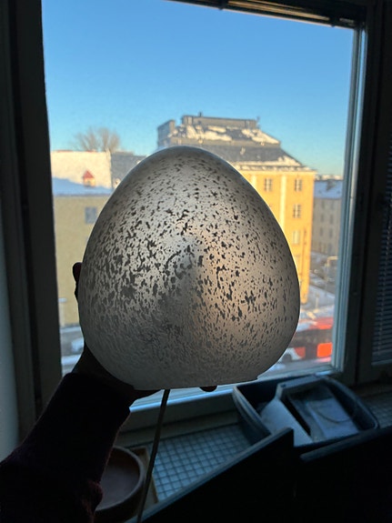 Lamp Gustaf Ägg / muna pöytävalaisin – aito vintage melerattu lasi