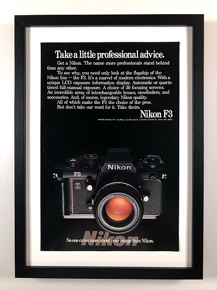 Framed 1982 Vintage Nikon F3 Camera Original Magazine Advertisement