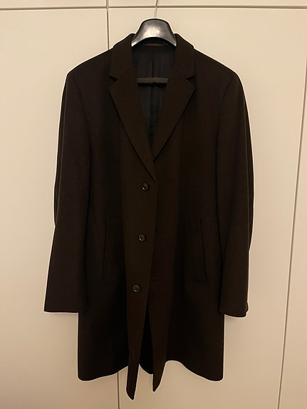 Hugo Boss miesten pitkä kashmir-, villakangastakki, ruskea, koko 56.