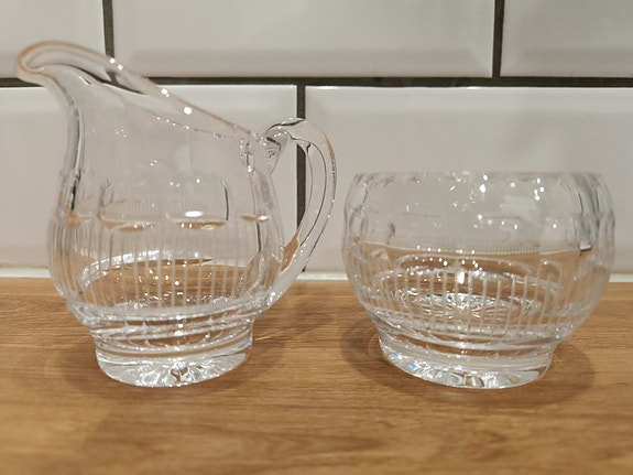 Riihimäen lasin kristalli kermakkoa ja sokerikko
