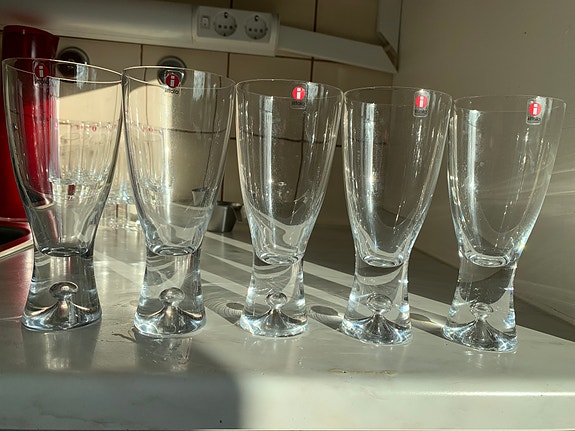 Iittala Tapio-sarjan olutlasit -5kpl, käyttämättömät, tarralliset