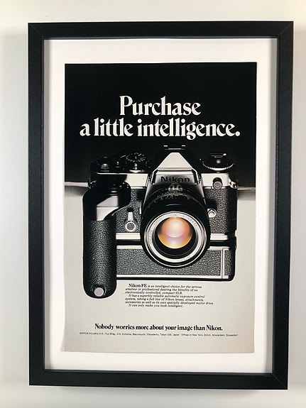 Framed 1979 Vintage Nikon FE Camera Original Magazine Advertisement