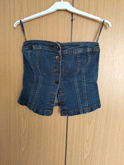 H&M Divided olkaimeton toppi sininen koko 40 puuvilla