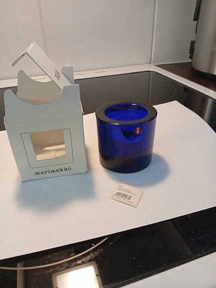 Iittala Kivi tuikkukupit sininen ja vaaleansininen lasi