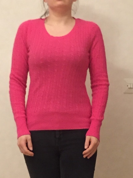 Logg pinkki palmikko neule M