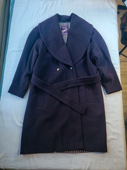 Piretta Vintage 90-luvun villakangastakki Rohdi Heintz - Syvän liila - vastaa L