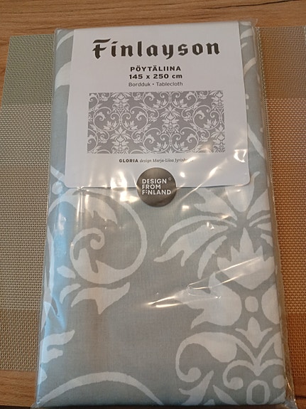 Finlayson pöytäliina 145 x 250 cm harmaa kuviollinen