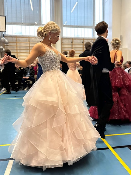 Vanhojentanssimekko,  Zazabella Dazzling, koko 34 pinkki/strassi