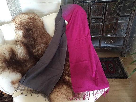 Affecto fuksia / harmaa pashmina kaulahuivi