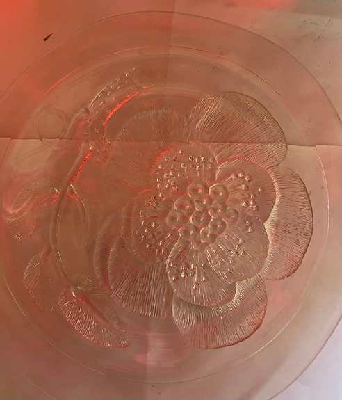 Iittala lasilautanen kukkakuvioitu