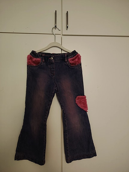 KappAhl lasten farkut koko 110 violetti sävyiset pinki sydän